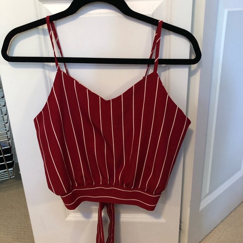 Striped red cropped tank